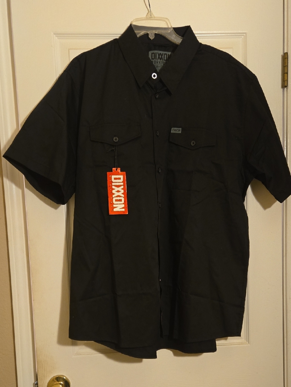 DIXXON Black Short Sleeve Button-Front Work Shirt